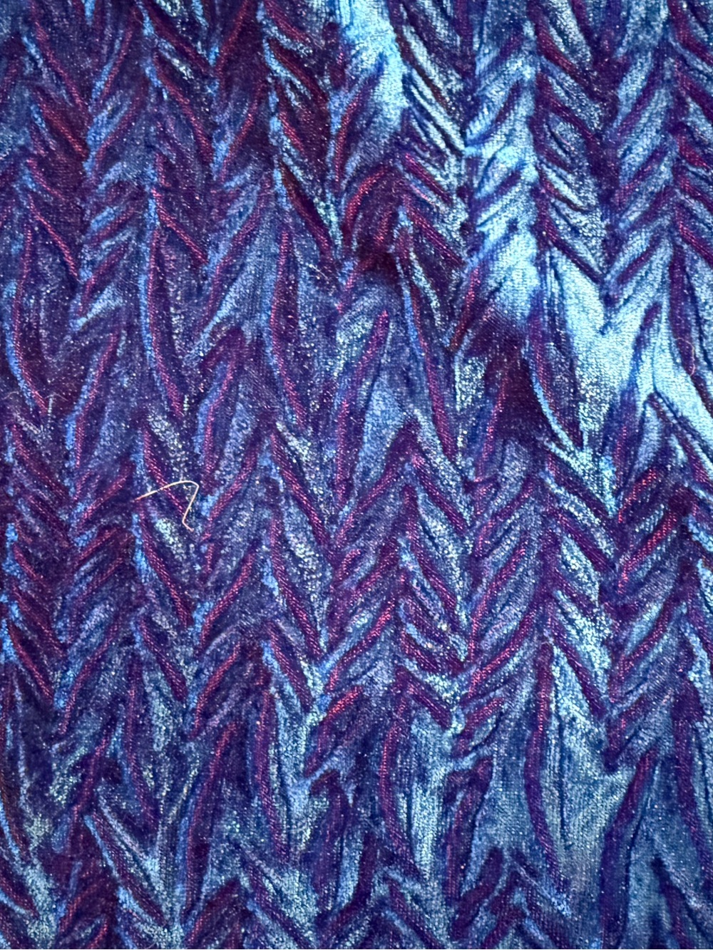 Vintage Velvet Textured Iridescent Top Blue Purple 90s y2k OOAK Trippy Large - Picture 5 of 6